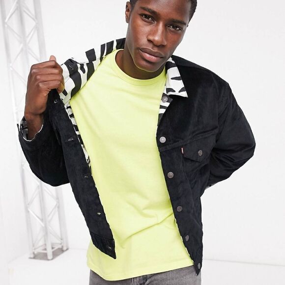 Levi's Skateboard Zebra Black Corduroy Reversible Jacket Cordura Size Small S - Picture 6 of 16